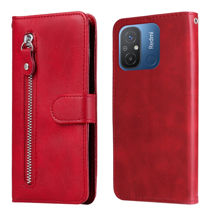 For Xiaomi Redmi 11A 4G/12C Calf Texture Zipper Leather Phone Case