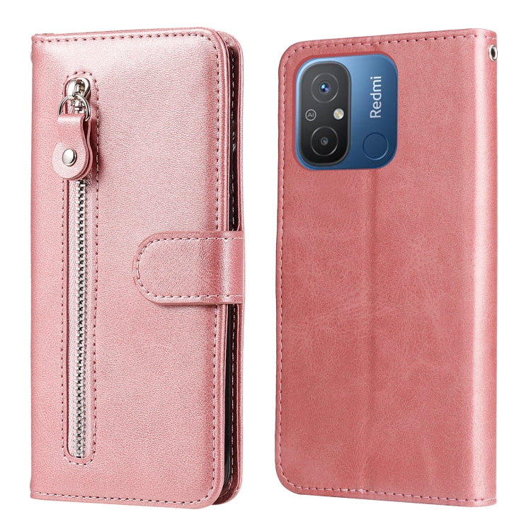 For Xiaomi Redmi 11A 4G/12C Calf Texture Zipper Leather Phone Case