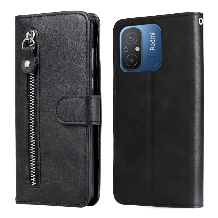 For Xiaomi Redmi 11A 4G/12C Calf Texture Zipper Leather Phone Case