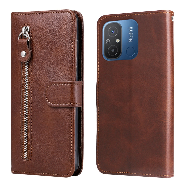 For Xiaomi Redmi 11A 4G/12C Calf Texture Zipper Leather Phone Case