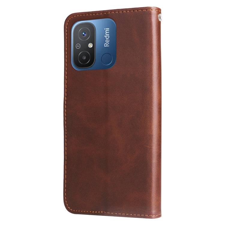 For Xiaomi Redmi 11A 4G/12C Calf Texture Zipper Leather Phone Case
