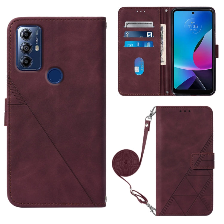 For Motorola Moto G Play 2023 / G Power 2022 / G Pure 2021 Crossbody 3D Embossed Flip Leather Phone Case