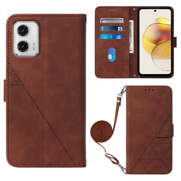 For Motorola Moto G73 Crossbody 3D Embossed Flip Leather Phone Case