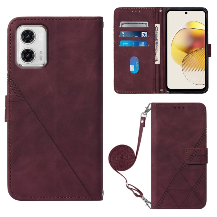 For Motorola Moto G73 Crossbody 3D Embossed Flip Leather Phone Case