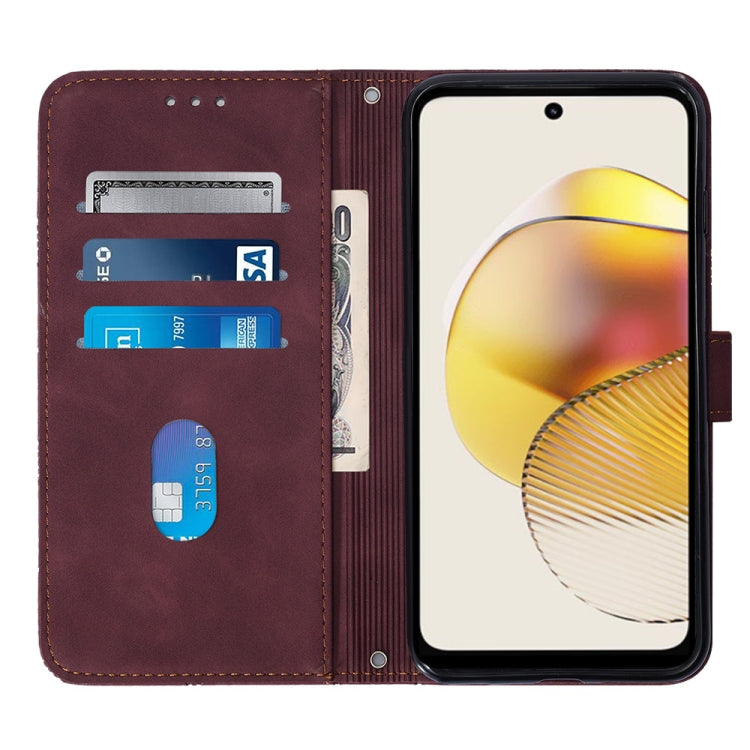 For Motorola Moto G73 Crossbody 3D Embossed Flip Leather Phone Case