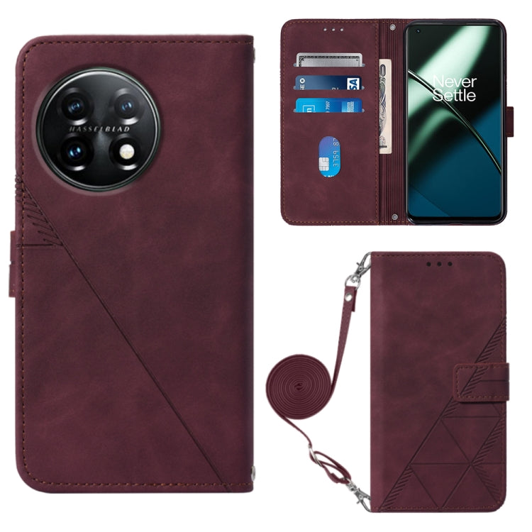 For OnePlus 11 Crossbody 3D Embossed Flip Leather Phone Case