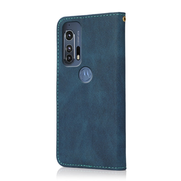 For Motorola Edge+ 2020 Dual-color Stitching Leather Phone Case