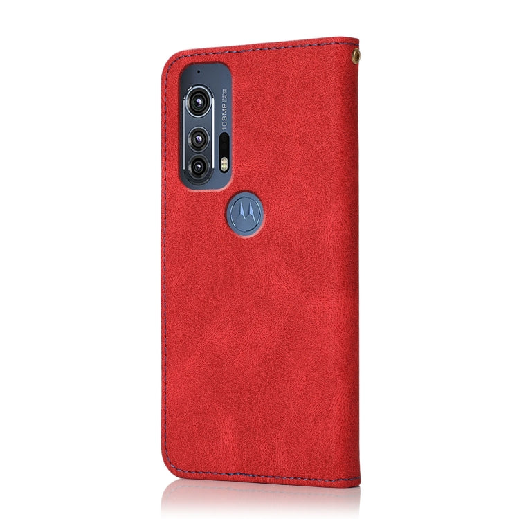 For Motorola Edge+ 2020 Dual-color Stitching Leather Phone Case