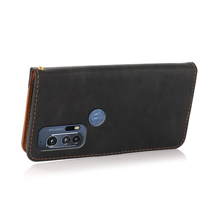 For Motorola Edge+ 2020 Dual-color Stitching Leather Phone Case