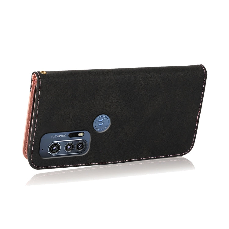 For Motorola Edge+ 2020 Dual-color Stitching Leather Phone Case