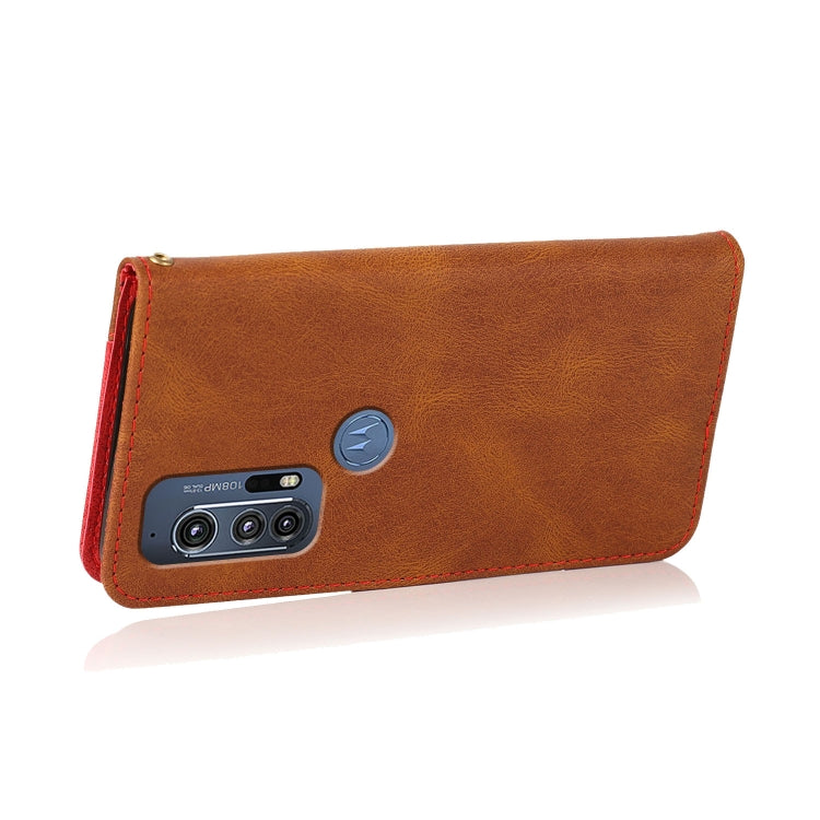 For Motorola Edge+ 2020 Dual-color Stitching Leather Phone Case
