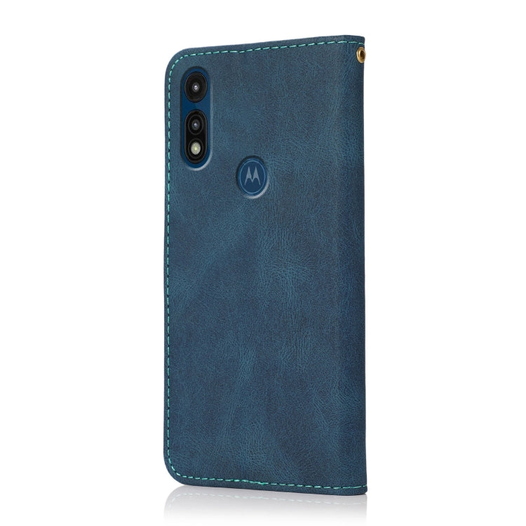 For Motorola Moto E 2020 Dual-color Stitching Leather Phone Case