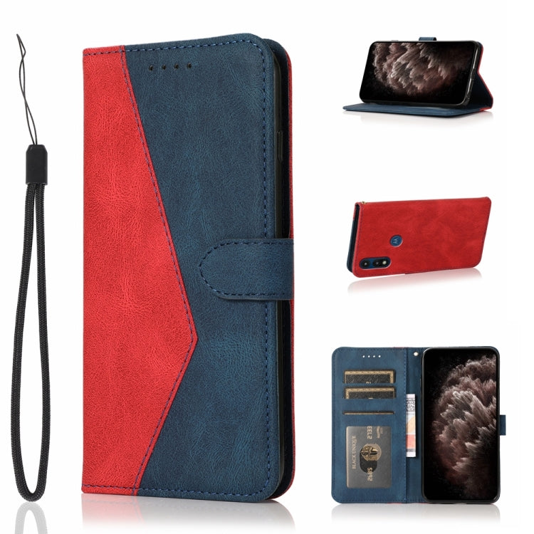 For Motorola Moto E 2020 Dual-color Stitching Leather Phone Case
