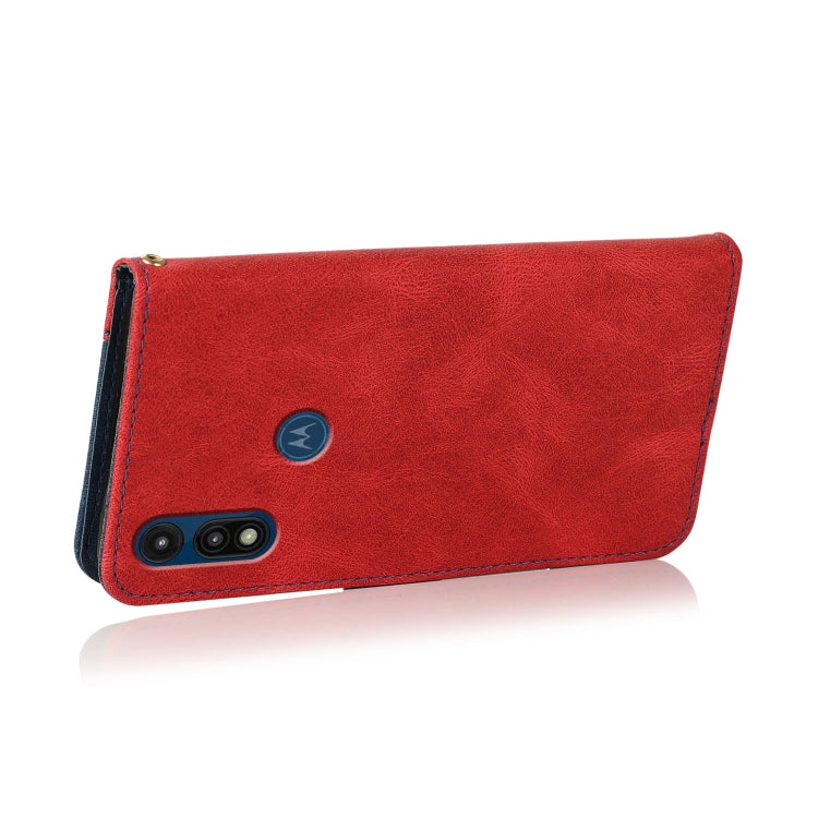 For Motorola Moto E 2020 Dual-color Stitching Leather Phone Case