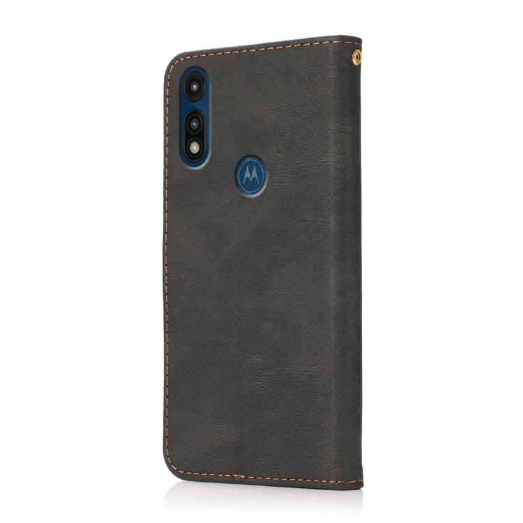 For Motorola Moto E 2020 Dual-color Stitching Leather Phone Case