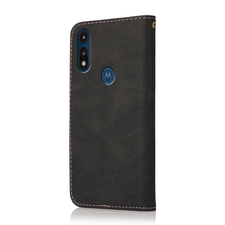 For Motorola Moto E 2020 Dual-color Stitching Leather Phone Case