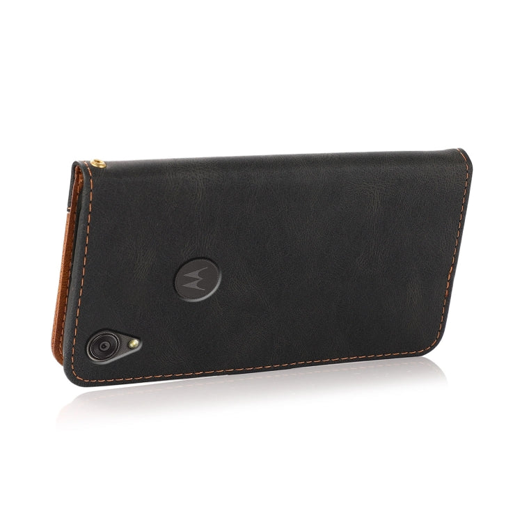 For Motorola Moto E6 Dual-color Stitching Leather Phone Case
