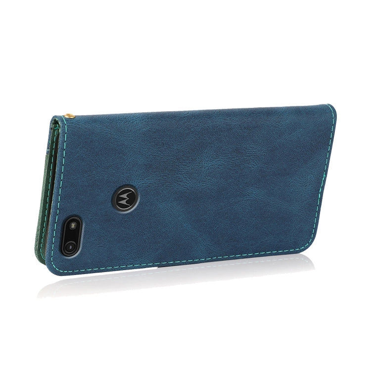 For Motorola Moto E6 Play Dual-color Stitching Leather Phone Case