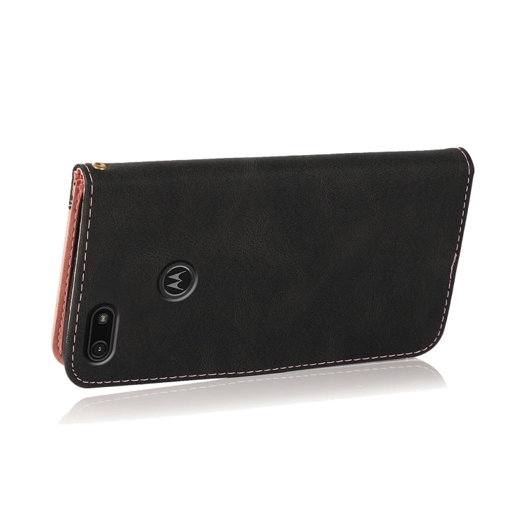 For Motorola Moto E6 Play Dual-color Stitching Leather Phone Case