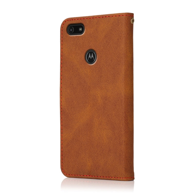 For Motorola Moto E6 Play Dual-color Stitching Leather Phone Case