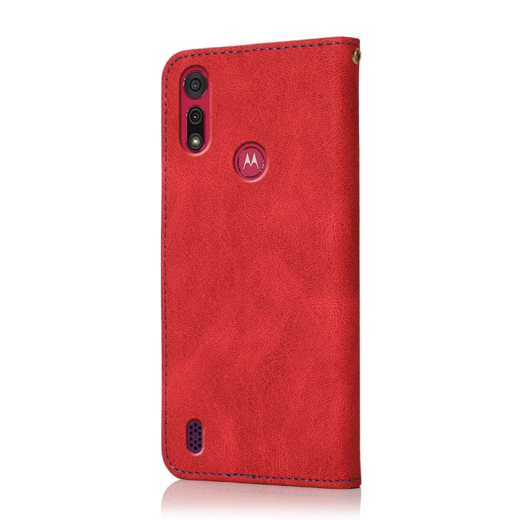 For Motorola Moto E6s 2020 Dual-color Stitching Leather Phone Case