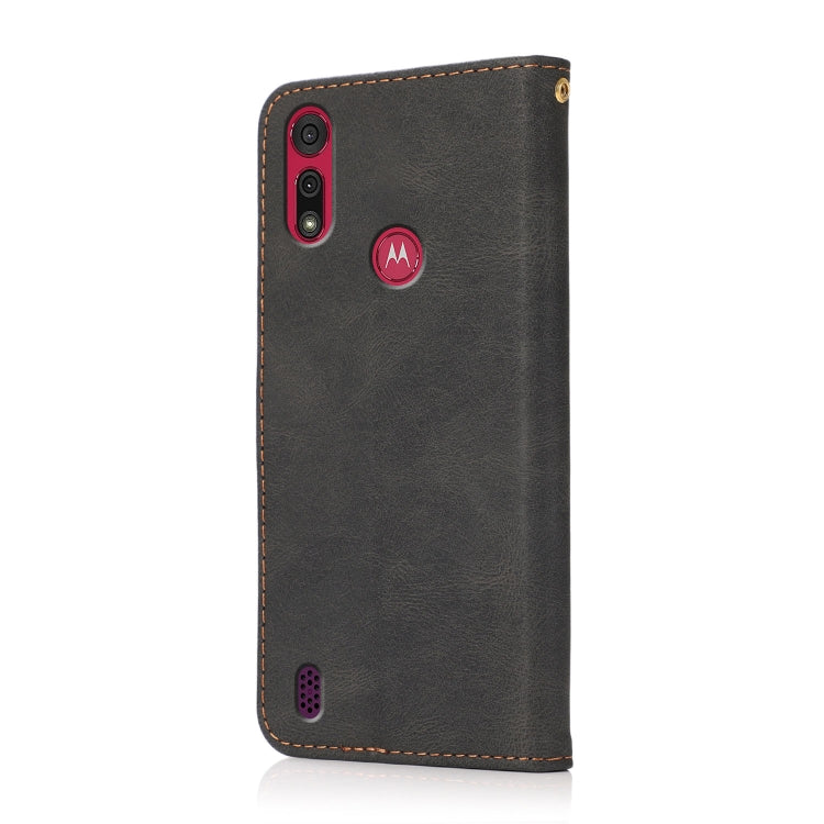 For Motorola Moto E6s 2020 Dual-color Stitching Leather Phone Case