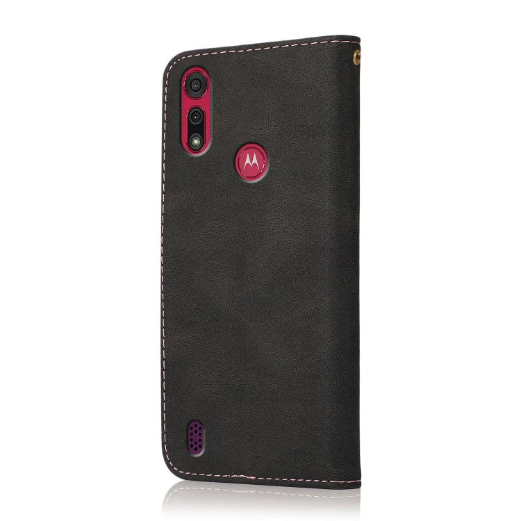 For Motorola Moto E6s 2020 Dual-color Stitching Leather Phone Case