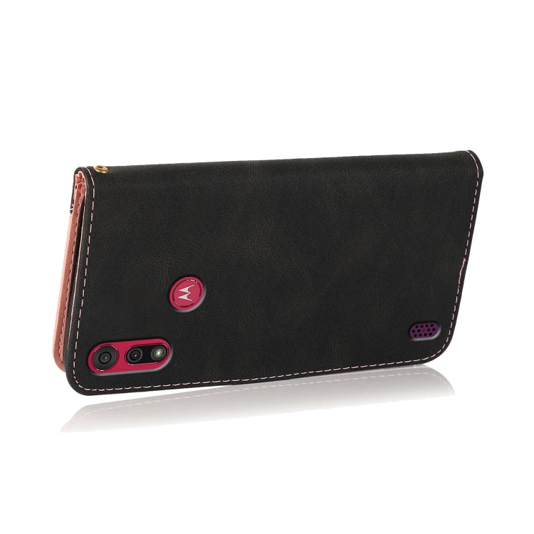 For Motorola Moto E6s 2020 Dual-color Stitching Leather Phone Case