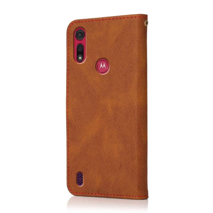 For Motorola Moto E6s 2020 Dual-color Stitching Leather Phone Case