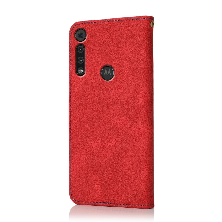 For Motorola Moto G8 Play / One Macro Dual-color Stitching Leather Phone Case