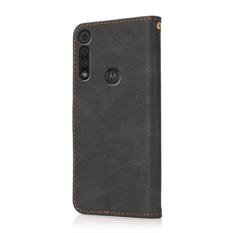 For Motorola Moto G8 Play / One Macro Dual-color Stitching Leather Phone Case