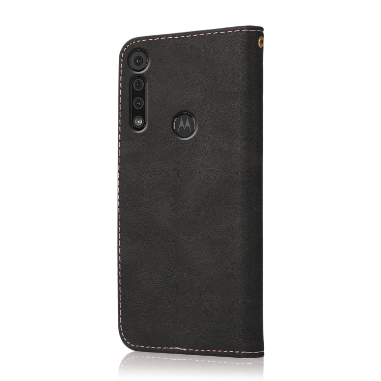 For Motorola Moto G8 Play / One Macro Dual-color Stitching Leather Phone Case