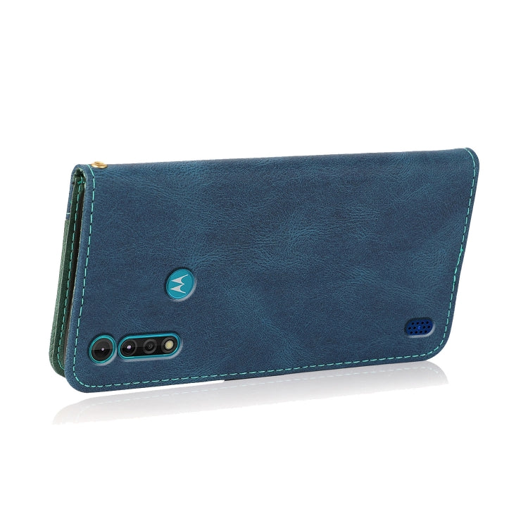 For Motorola Moto G8 Power Lite Dual-color Stitching Leather Phone Case