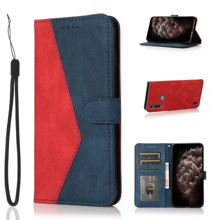 For Motorola Moto G8 Power Lite Dual-color Stitching Leather Phone Case