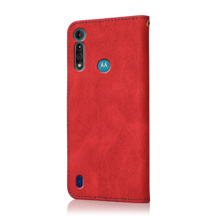 For Motorola Moto G8 Power Lite Dual-color Stitching Leather Phone Case
