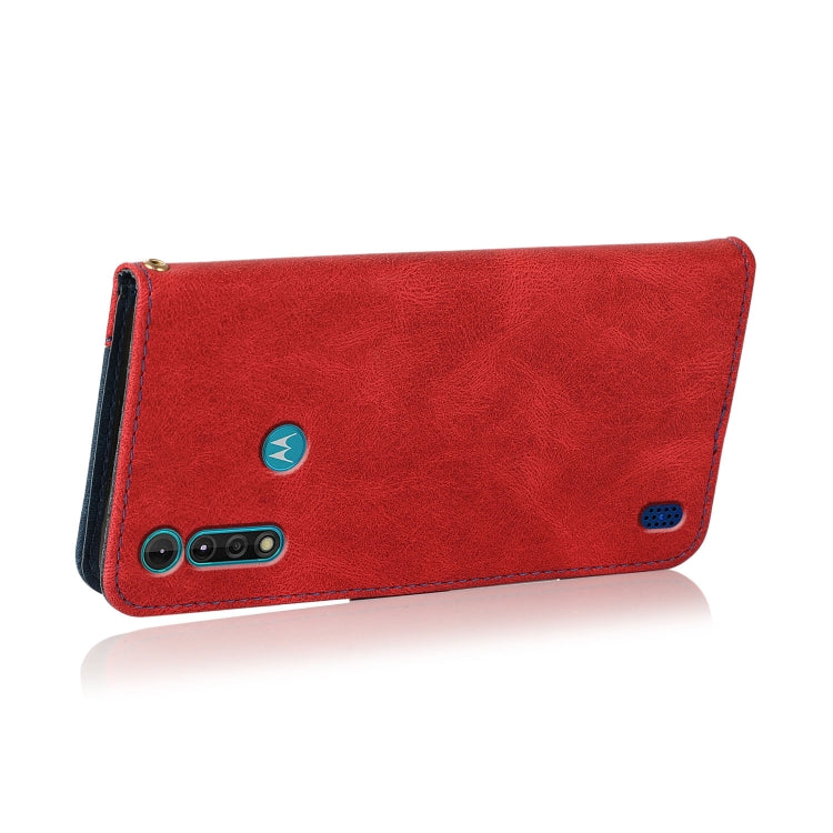 For Motorola Moto G8 Power Lite Dual-color Stitching Leather Phone Case