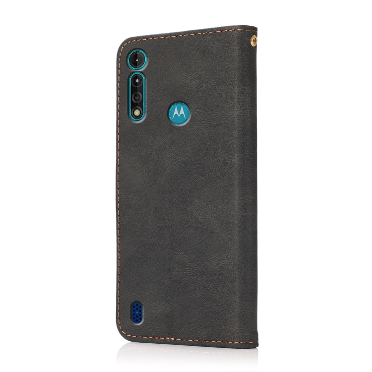 For Motorola Moto G8 Power Lite Dual-color Stitching Leather Phone Case