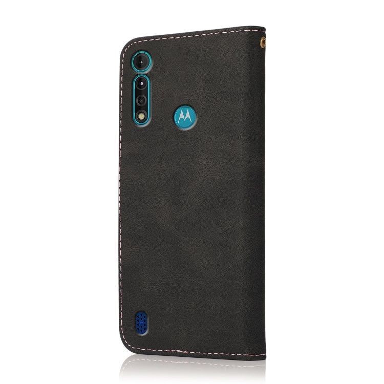 For Motorola Moto G8 Power Lite Dual-color Stitching Leather Phone Case