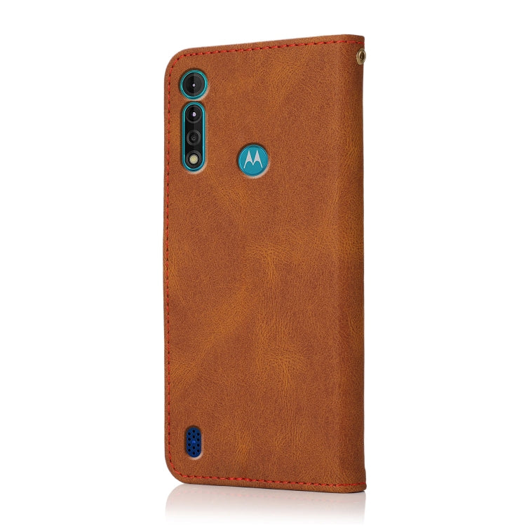 For Motorola Moto G8 Power Lite Dual-color Stitching Leather Phone Case