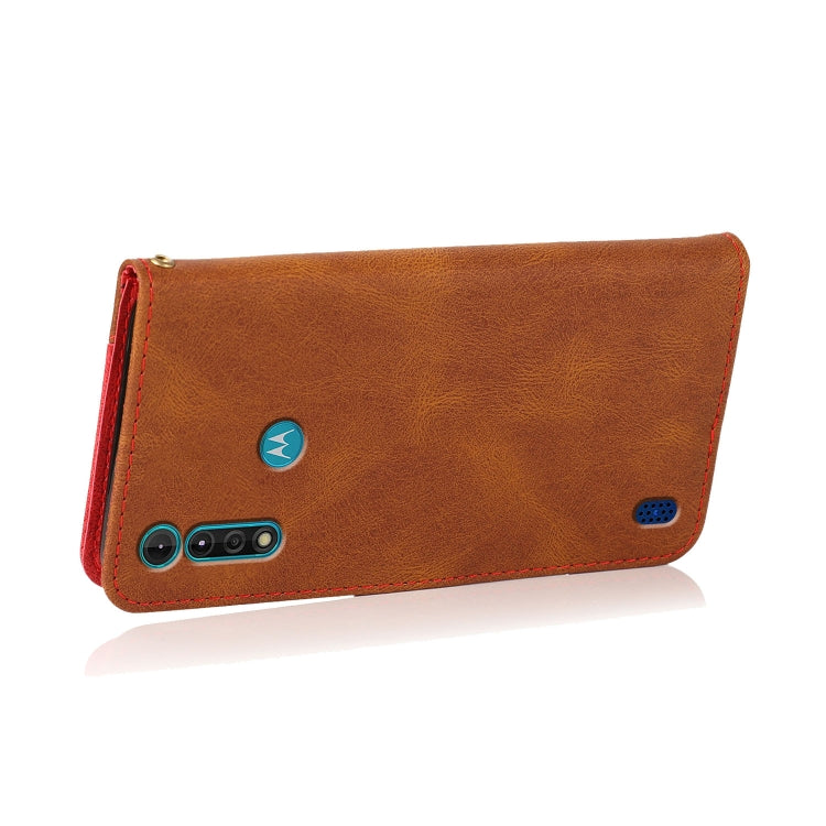 For Motorola Moto G8 Power Lite Dual-color Stitching Leather Phone Case