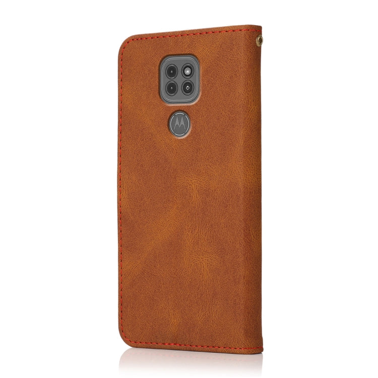For Motorola Moto G9 / G9 Play / E7 Plus Dual-color Stitching Leather Phone Case