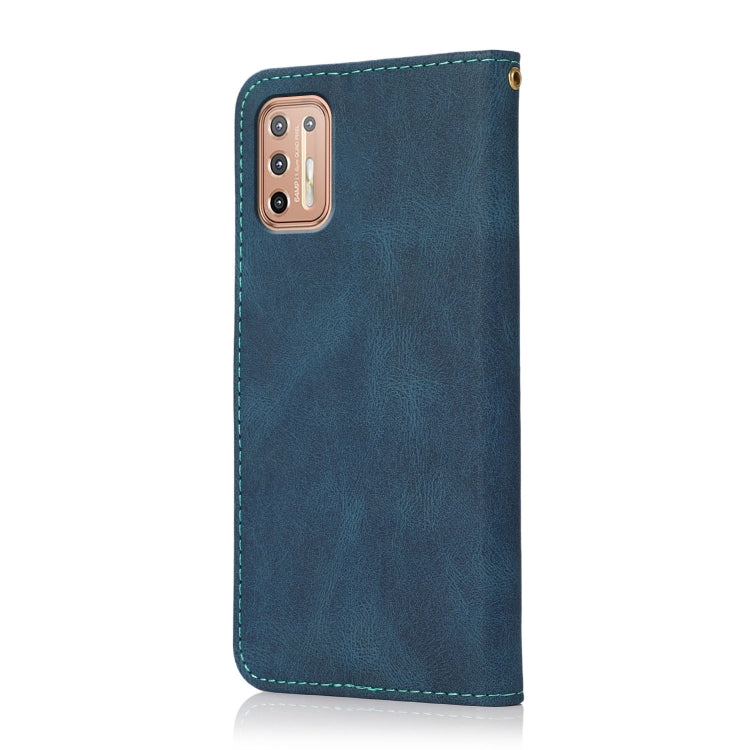 For Motorola Moto G9 Plus Dual-color Stitching Leather Phone Case