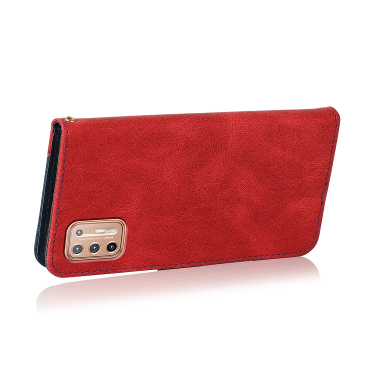 For Motorola Moto G9 Plus Dual-color Stitching Leather Phone Case