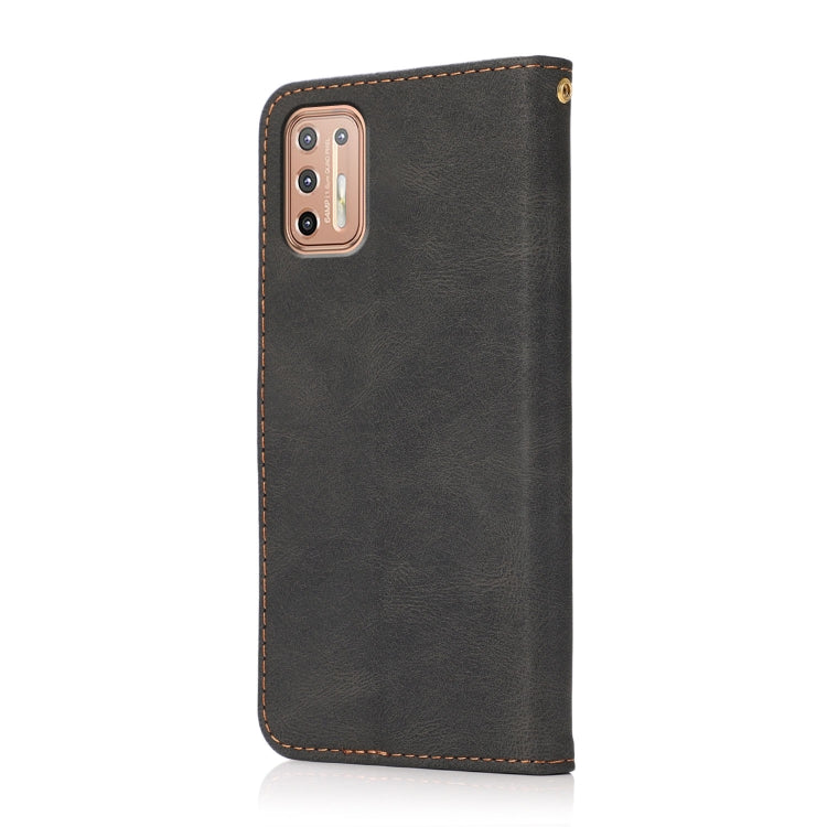 For Motorola Moto G9 Plus Dual-color Stitching Leather Phone Case