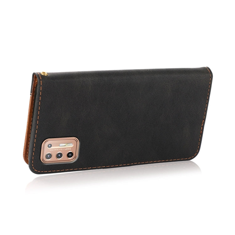 For Motorola Moto G9 Plus Dual-color Stitching Leather Phone Case