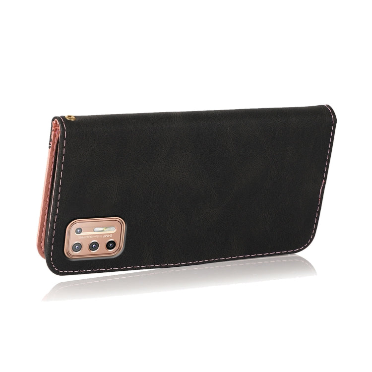 For Motorola Moto G9 Plus Dual-color Stitching Leather Phone Case