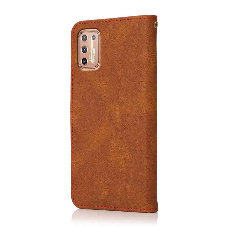 For Motorola Moto G9 Plus Dual-color Stitching Leather Phone Case