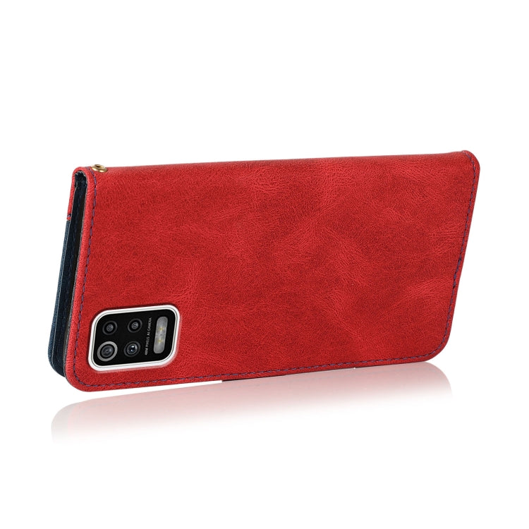 For LG K52 Dual-color Stitching Leather Phone Case