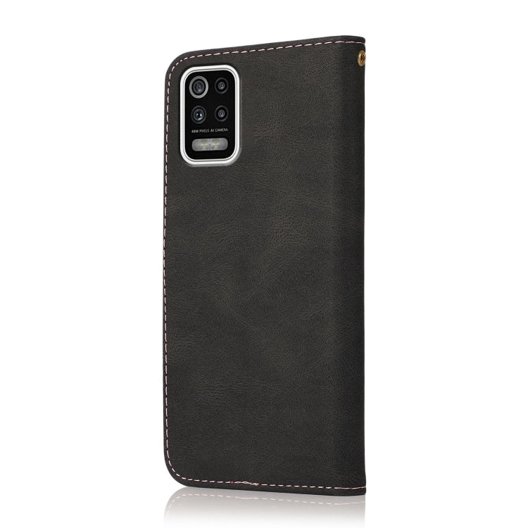 For LG K52 Dual-color Stitching Leather Phone Case