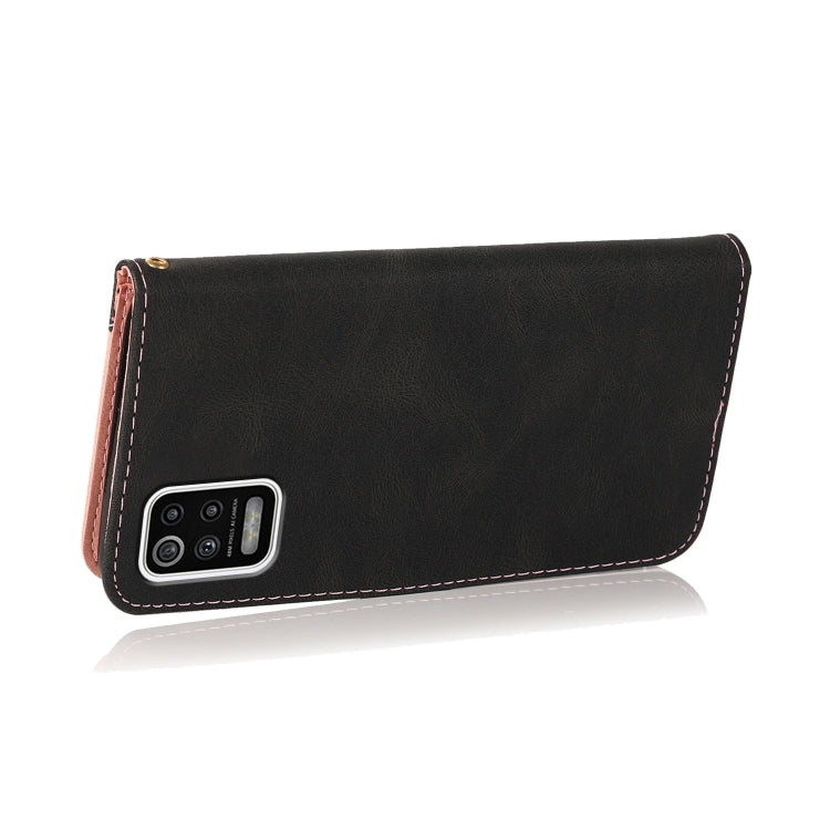 For LG K52 Dual-color Stitching Leather Phone Case